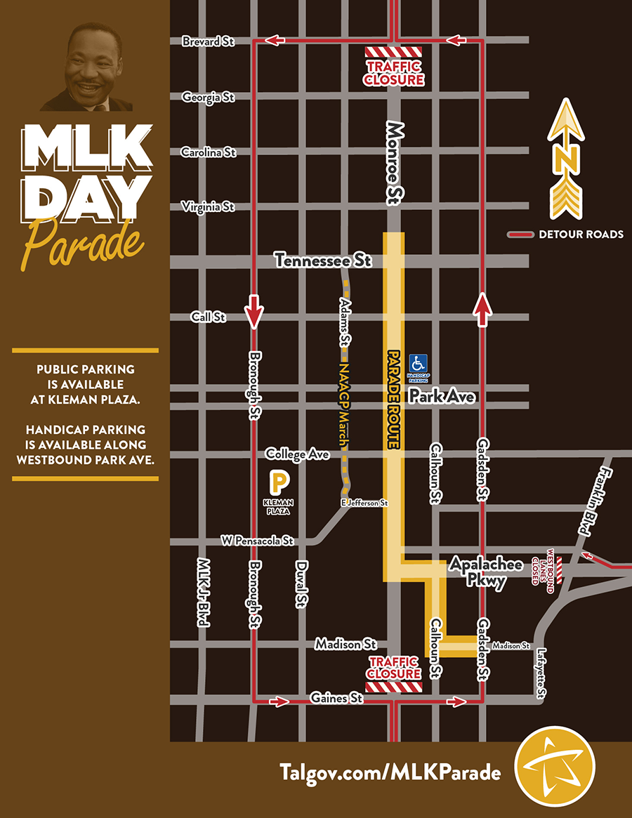 Map of the parade route and public parking