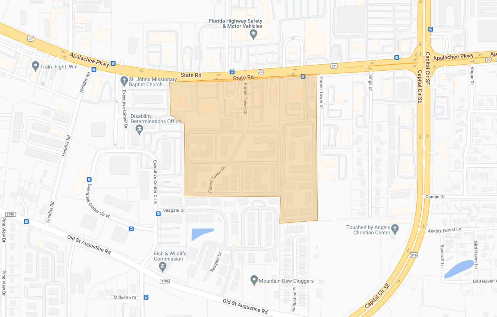 Boil Water Notice Map of Apalachee Parkway