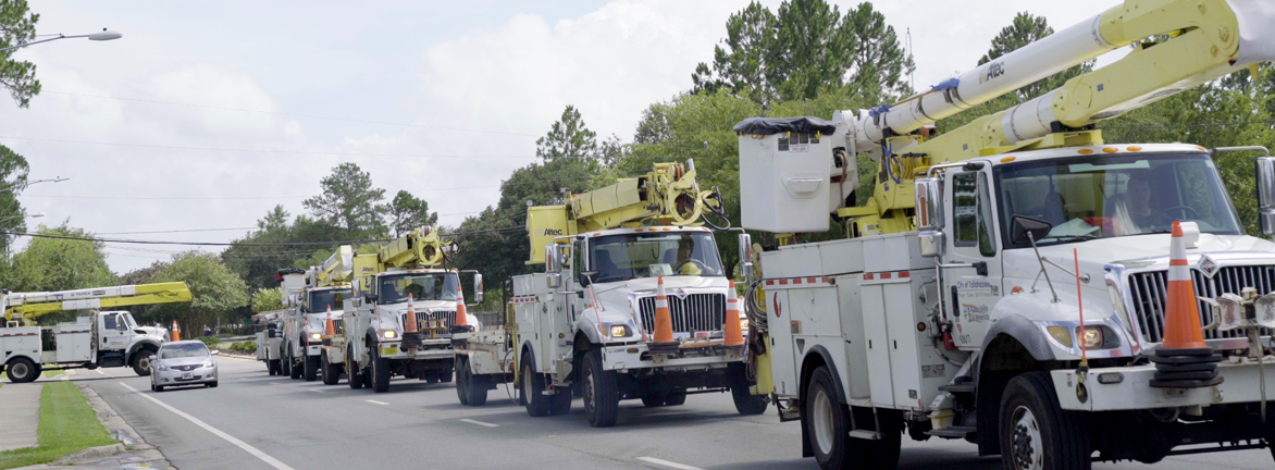 Utility trucks on the move
