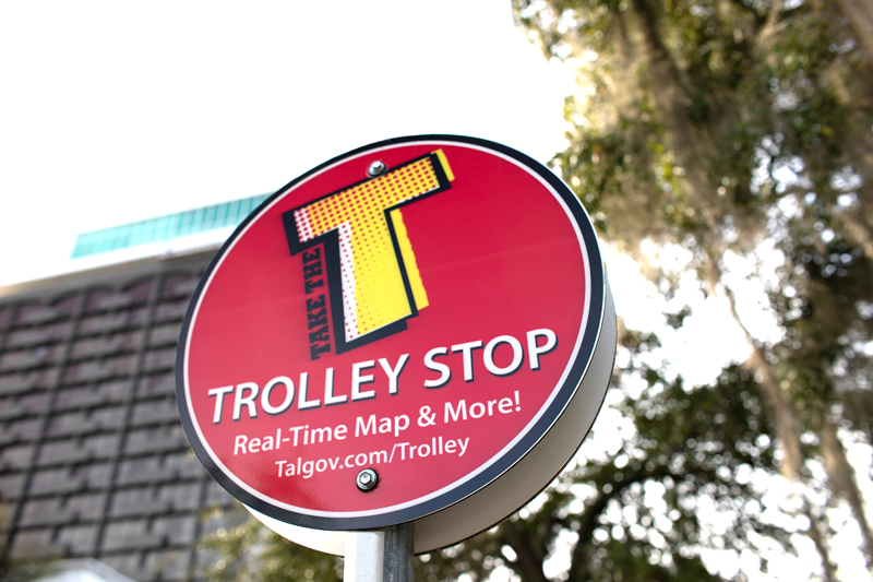 A Trolley stop sign