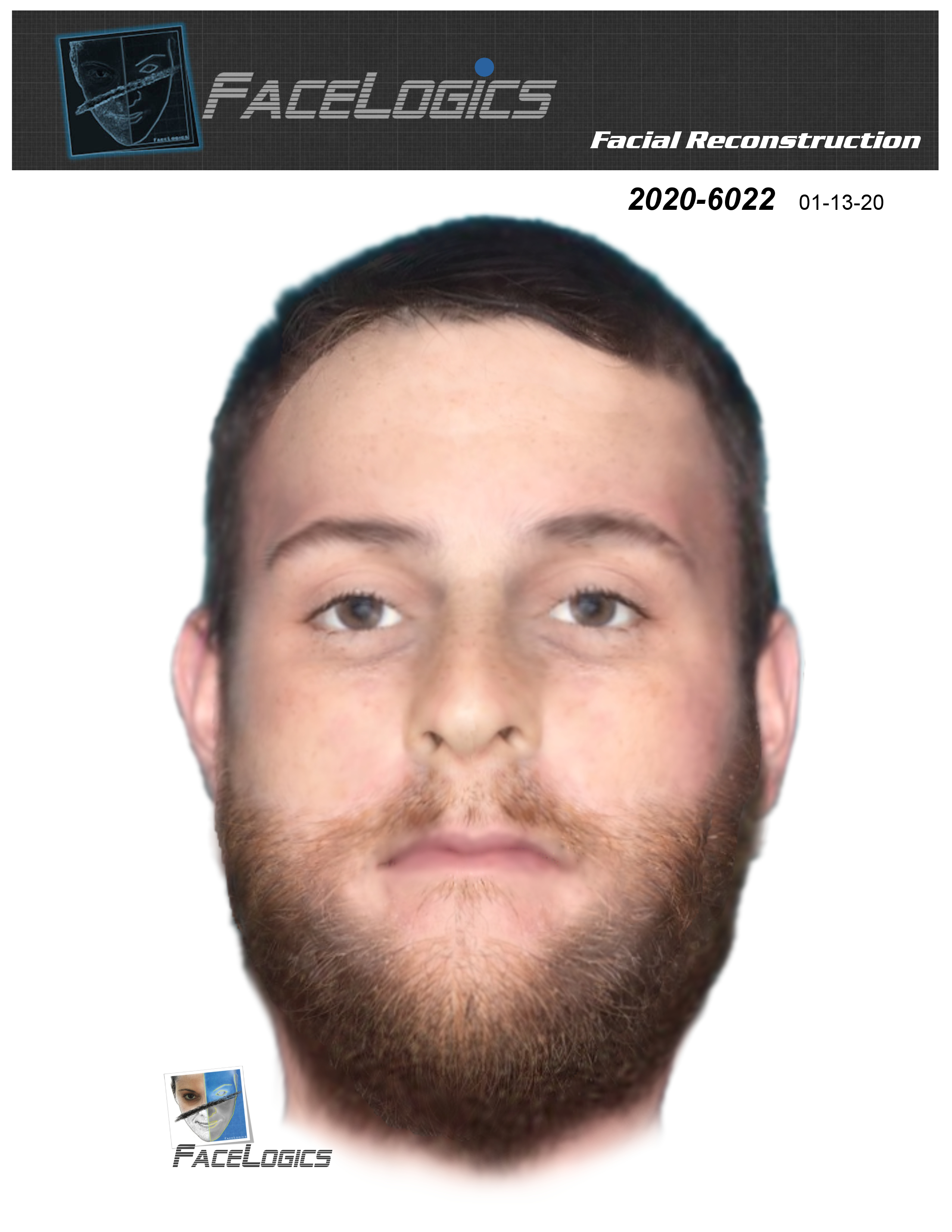 A reconstruction of the suspects face.