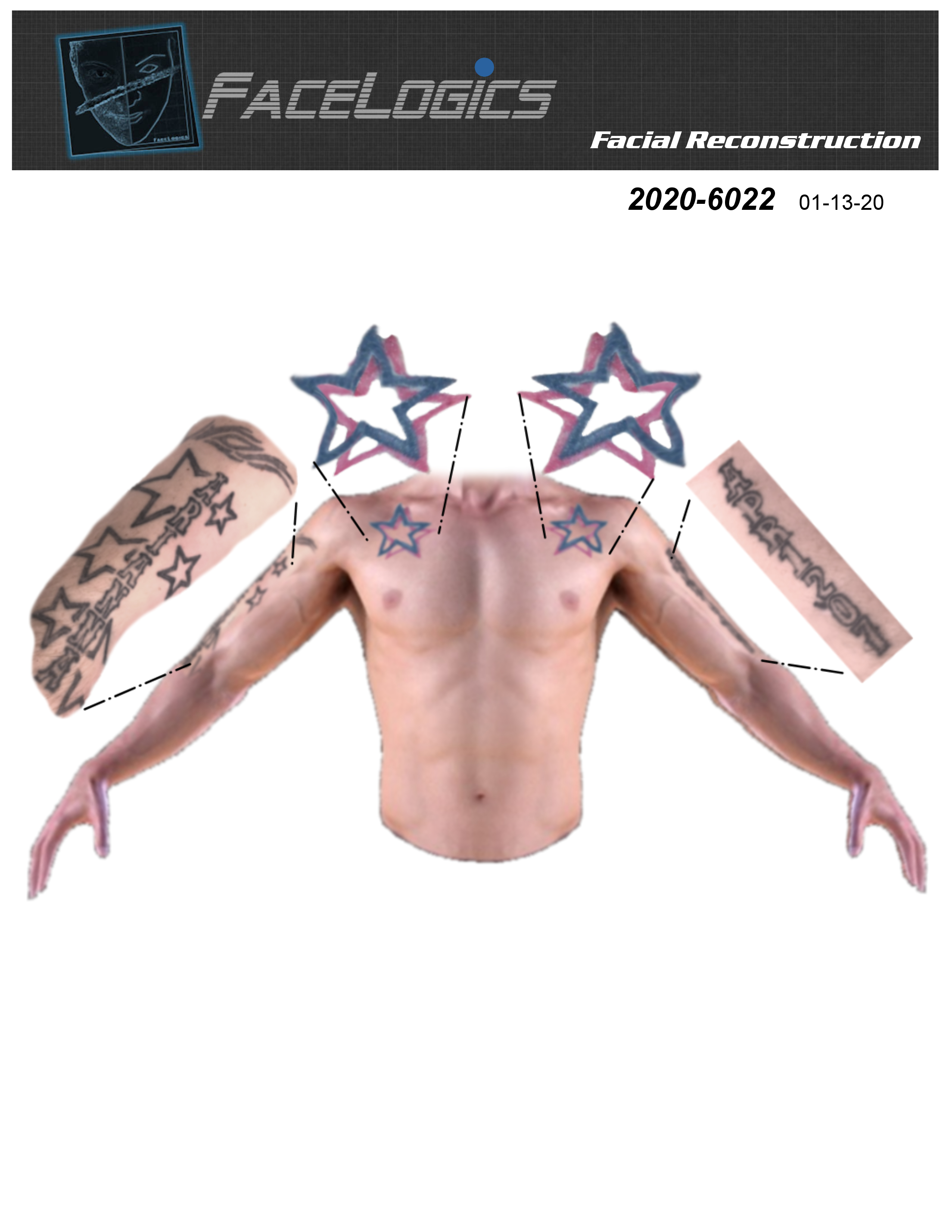 A reconstruction of the suspects tattoos.